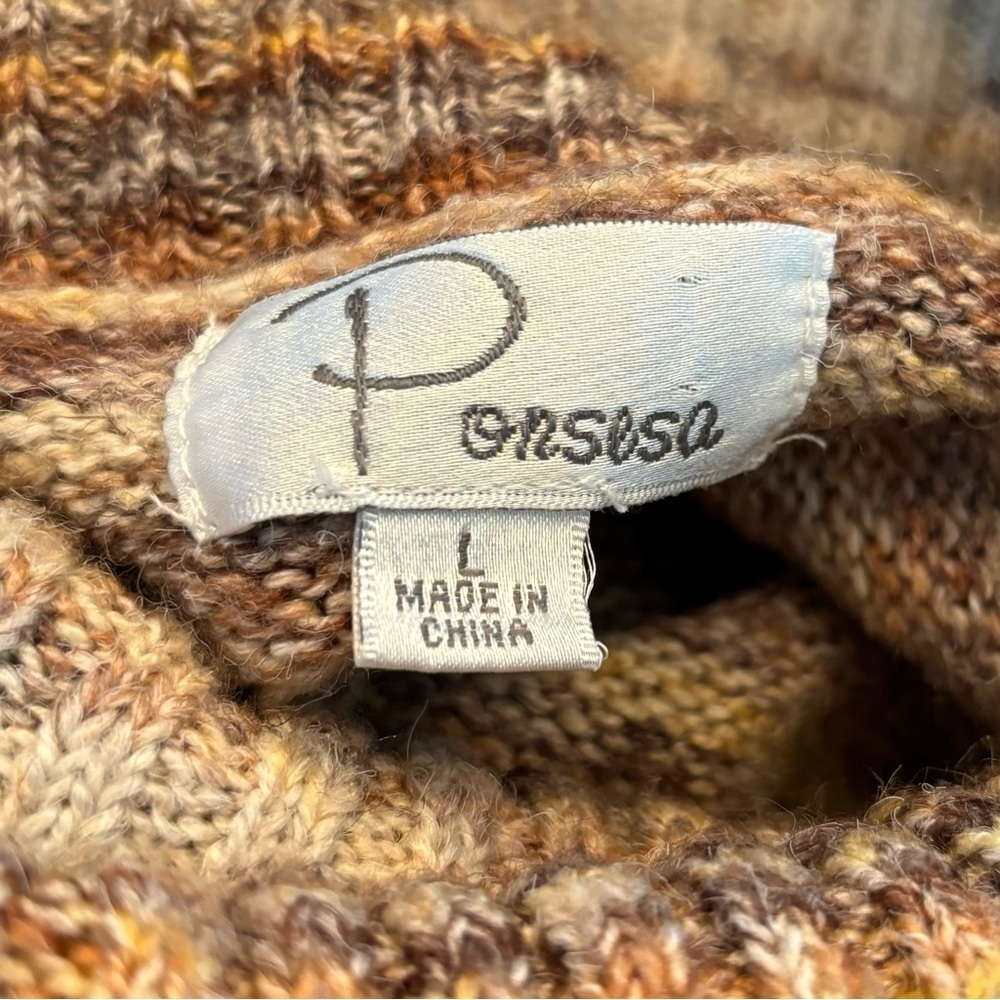 Ponsesa Sz L Striped Cowl Neck Knit Sweater Circle Hem Multi Womens - Picture 3 of 6